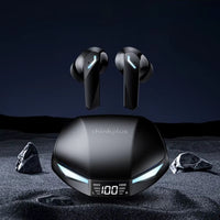 Ecouteurs bluetooth sport ergonomiques sur fond noir