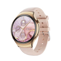 Montre connectée femme chic et étanche sur fond blanc