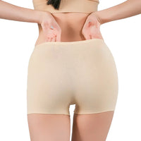 Short anti frottement beige sans couture sur une femme de dos
