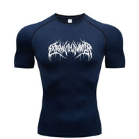 T-Shirt de compression bleu à séchage rapide sur fond blanc