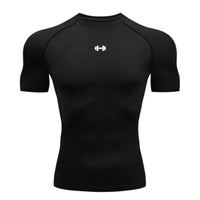 T-Shirt de compression imprimé haltère sur fond blanc