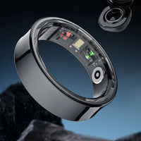 Bague connectée noire en acier